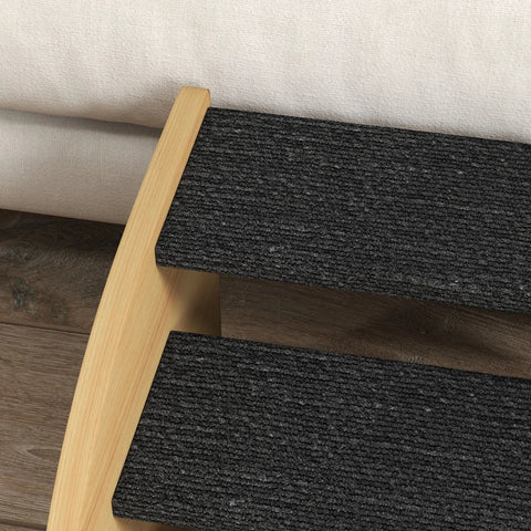 Rootz Pet Stairs - Dog Stairs - 3 Steps - Small Dog - Chipboard - Carpet Fabric - Oak + Black - 38.5cm x 38.5cm x 30cm