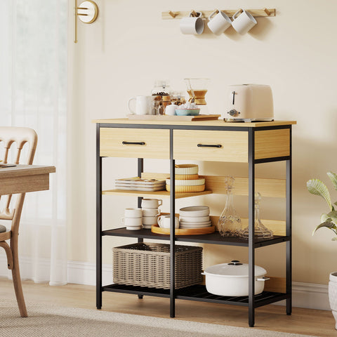 Rootz Sideboard Chest of Drawers - Kitchen Cabinet - Storage Organizer - Industrial Style, Large Capacity, 90 x 40 x 91 cm, Brown & Black