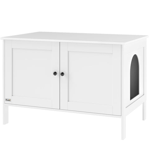 Rootz Litter Box Cabinet - Cat House - Cat Toilet - Privacy Solution - 80 x 51 x 54 cm White