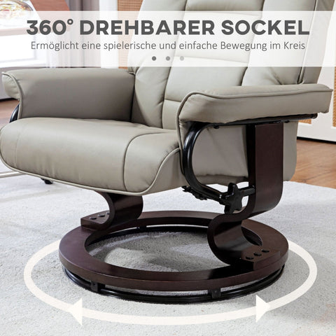 Rootz Relaxation Chair with Stool - TV Armchair - Faux Leather - 130° Recline - 76cm x 85cm x 104cm