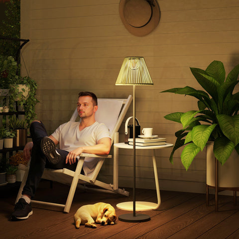 Rootz Rattan Solar Lamp - Boho Garden Light - Outdoor Solar Lantern - Warm White Light - Ø33 x 135cm