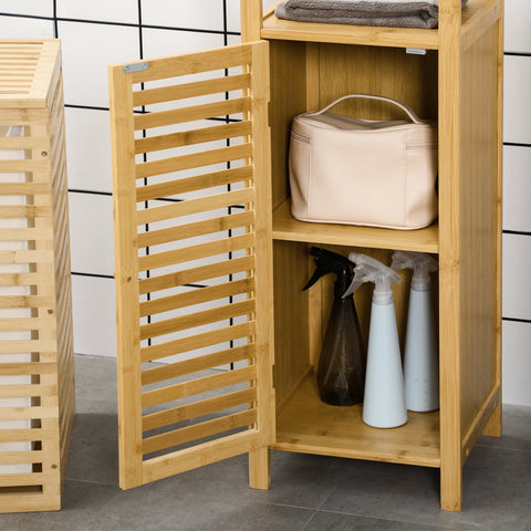 Rootz Bathroom Shelf - Bamboo Tall Cabinet - Bathroom Storage - Adjustable Shelves - 33x30x120cm - Moisture Resistant
