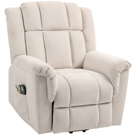 Rootz Powerlift Armchair - Massage Chair - Reclining Armchair - Heat Function - Brown Chenille - 85cm x 91cm x 104cm
