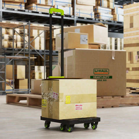 Rootz Sack Truck - Foldable Hand Trolley - Metal Dolly - Adjustable Handle - Up to 200kg Load - 49 x 35 x 102 cm - Compact Storage - Green,Black