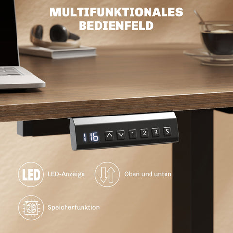 Rootz Electric Desk Frame - Height Adjustable - Motorized Standing Desk - Memory Function - Steel Frame - 83-130cm W x 45cm D x 70-118cm H