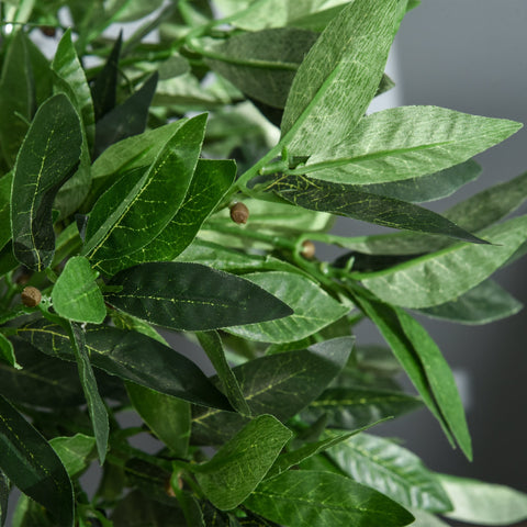 Rootz Set of 2 Artificial Laurel Tree - Faux Plants - Plastic Foliage - No Maintenance Required - 90cm x Ø16cm - Cement Pot
