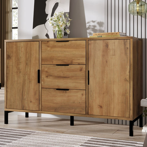 Rootz 2 Door 3 Drawer Chest - Storage Unit - Bedroom Dresser - Ample Storage - 120L x 40W x 76H cm