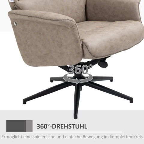 Rootz Fauteuil met Voetenbank - Fauteuil - Loungestoel - Ultiem comfort - Verstelbare rugleuning - Zacht microvezeloppervlak - 77 cm x 81 cm x 108 cm