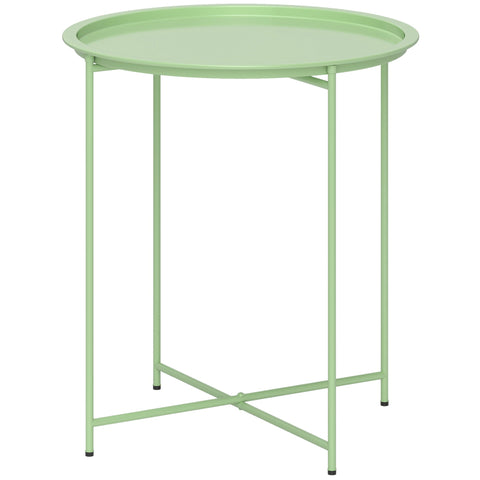 Rootz Round Garden Table - Terrace Table - Steel Exterior Table - Removable Tray - Foldable Design - Ø46 x 50cm