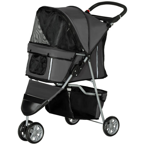 Rootz Dog Car - Pet Buggy - Foldable Stroller - Supports Pets Up to 10kg - Grey - 75cm x 45cm x 97cm