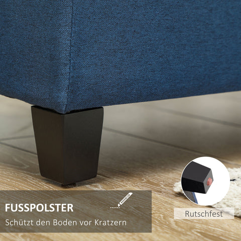 Rootz Blue Storage Bench - Ottoman - Corridor Bench - Button Stitch Elegance - 125.1cm x 48.9cm x 41.3cm