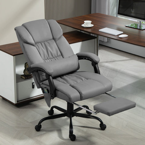Rootz Ergonomic Massage Chair - Reclining Office Chair - Heated Lounge Chair - Wired Remote - 66cm x 75cm x 112-122cm