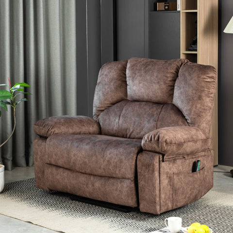 Rootz Extra Wide Massage Recliner - Relaxation Chair - Comfort Seating - 8-Point Massage & Heating - 115L x 68W x 105H cm