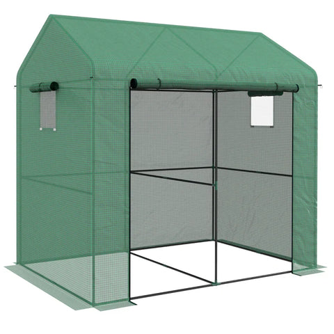 Rootz Greenhouse - Walk-in Garden Grow House - Cold Frame - Weather Resistant - Roll Up Door - Green - 200 x 200 x 140cm