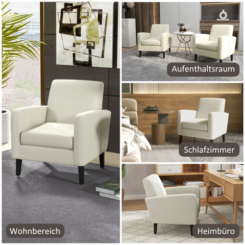 Rootz Single Armchair - Relaxation Armchair - Upholstered Armchair - Wooden Feet - Linen Look Fabric - 66 x 72 x 74 cm - Ergonomic Comfort