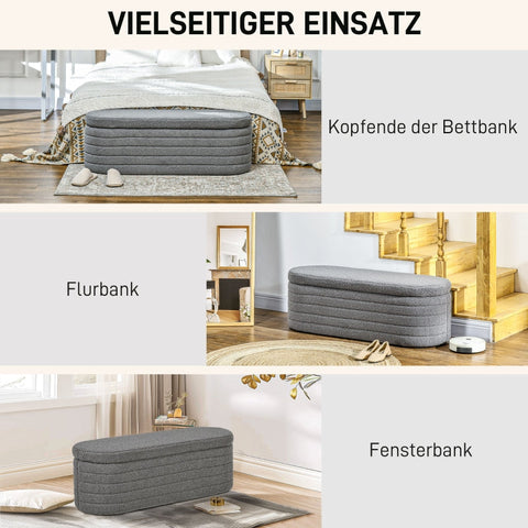 Rootz Padded Bed Bench - Storage Ottoman - Window Seat - 100% Polyester - Eucalyptus Wood Frame - 116cm x 41cm x 40.5cm