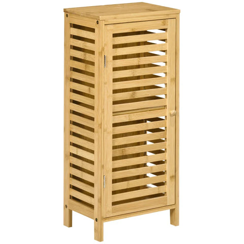 Rootz Bathroom Cabinet - Slatted Door - Adjustable Shelf - Natural Bamboo - 30x19.9x70 cm