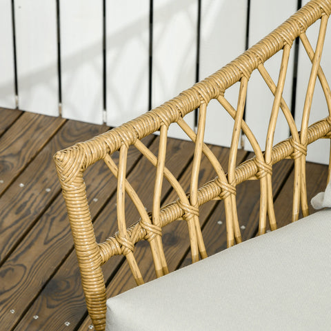 Rootz 4-Part Garden Furniture Set - Rattan Sofa Set - Patio Seating - Comfort Cushions - Sofa 127x72x72cm, Armchair 72x72x72cm, Table Ø80x45cm