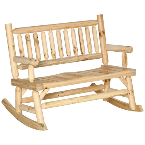 Rootz Garden Bench - Rocking Bench - Wooden Bench - Tree Trunk Look - Weatherproof - Natural - 112cm x 96cm x 93cm