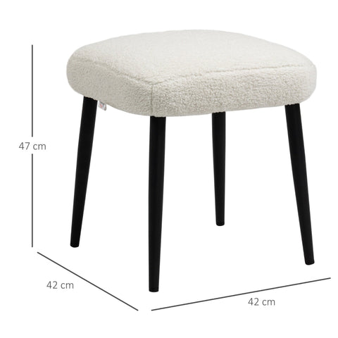 Rootz Cashmere Look Footstool - Cream White - Accent Chair - Additional Seating - Elegance and Comfort - 42cm x 42cm x 47cm