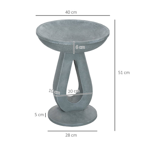 Rootz Bird Bath Water Drinker - Garden Bird Feeder - Outdoor Bird Basin - Elegant Design - Durable Resin - Multi-functional - 40cm x 40cm x 51cm - Gray