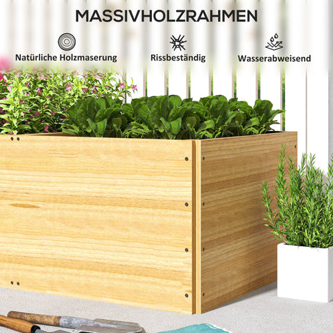 Rootz Wooden Raised Bed - Plant Bed - Garden Planter - Promotes Healthy Root Growth - 3 Planting Zones - 140 x 60 x 40 cm