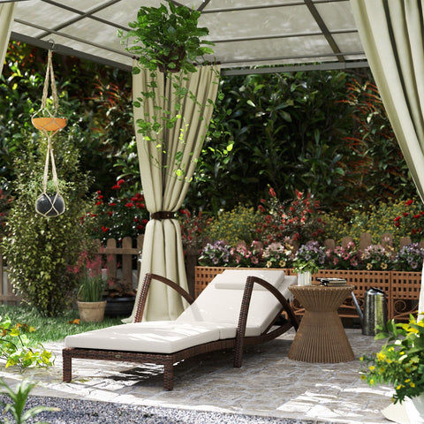 Rootz Poly Rattan Sun Lounger - Garden Lounger - Adjustable Backrest - Maximum Comfort - 185cm x 72cm x 78cm