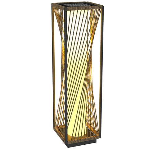 Rootz Solar Floor Lamp - Boho-Style Outdoor Lantern - Rattan Garden Light - Auto On/Off - 22x22x77cm - IP44 Waterproof