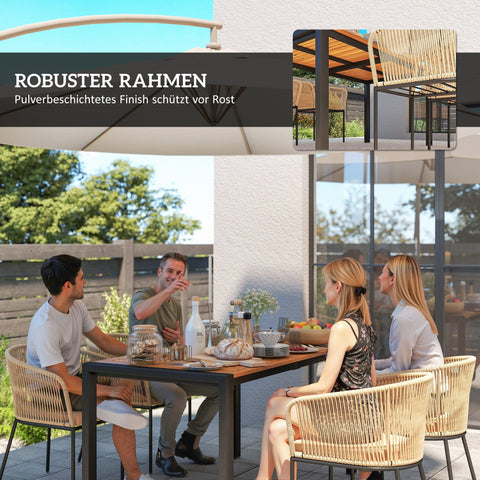 Rootz 5-Part Garden Furniture Set - Patio Table and Chairs - Outdoor Dining Set - Washable Cushions - 74H cm Table, 56B x 57T x 75H cm Chairs