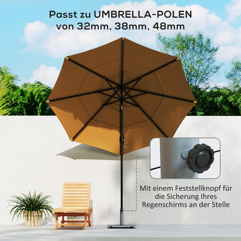 Rootz Metal Parasol Stand - Umbrella Holder - Sunshade Base - Weatherproof - 49.5cm x 49.5cm x 34cm