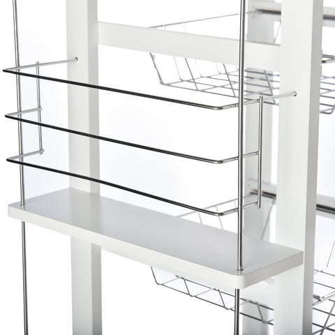 Rootz Serving Cart - Kitchen Trolley - Multi-Purpose Roll Cart - Pine Wood - 47cm x 37cm x 83cm - Practical Storage Solution