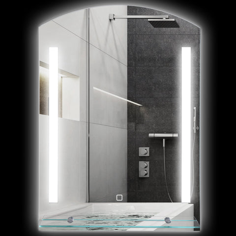 Rootz Bathroom Mirror with LED Lighting - Illuminated Wall Mirror - LED Vanity Mirror - Touch Switch - 50L x 12W x 70H cm
