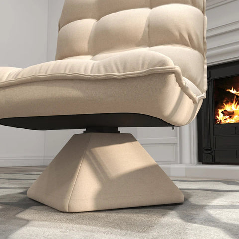 Rootz Fauteuil - Leesstoel - Draaibaar - Zitkussen - Vloerbank - Linnenlook - Beige - 62 cm x 70 cm x 95 cm