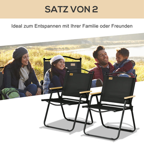 Rootz 2 Piece Set Camping Chairs - Beach Chair - Foldable Chairs - Strong Steel Frame - 54cm x 59cm x 78cm