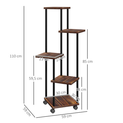 Rootz 5 Level Flower Stand - Plant Stand - Offset Design - Optimal Sunlight - 59l x 59b x 110h cm