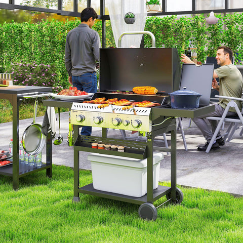 Rootz Gas Grill - BBQ Grill - Outdoor Cooker - Efficient 5-Burner System - 135cm x 55cm x 103cm - Black