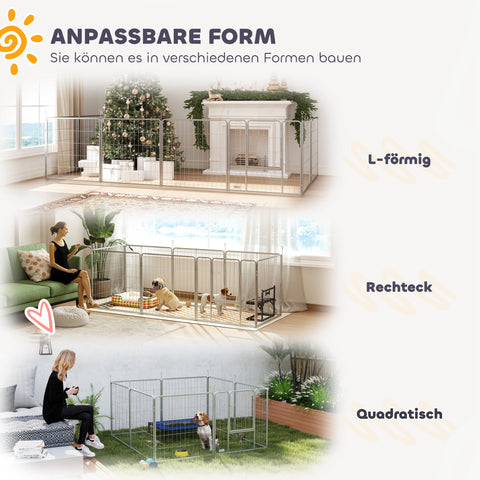 Rootz Pet Enclosure - Dog Fence - Pet Playground - Flexibly Customizable - Stainless Steel - 160x160x80cm