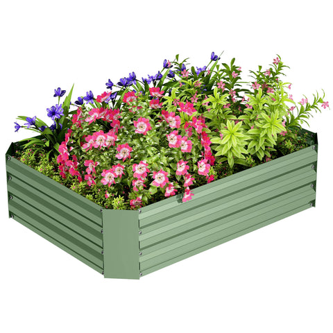 Rootz Raised Garden Bed - Plant Box - Flower Box - Galvanized Steel - Rust Protection - 120cm x 90cm x 30cm - Green