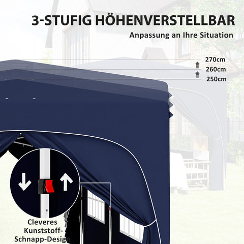 Rootz 3x6m Pop-up Gazebo - Garden Tent - Pavilion - UPF50+ UV Protection - Adjustable Height - 597cm x 300cm x 270cm