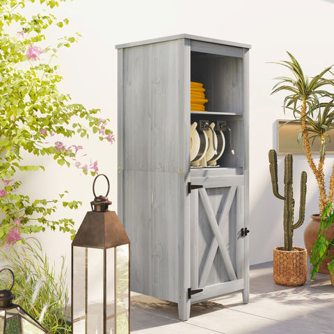 Rootz Garden Shed - Outdoor Storage Cabinet - Wooden Tool Shelter - Slim Design - Fir Wood - 60cm x 60cm x 160cm