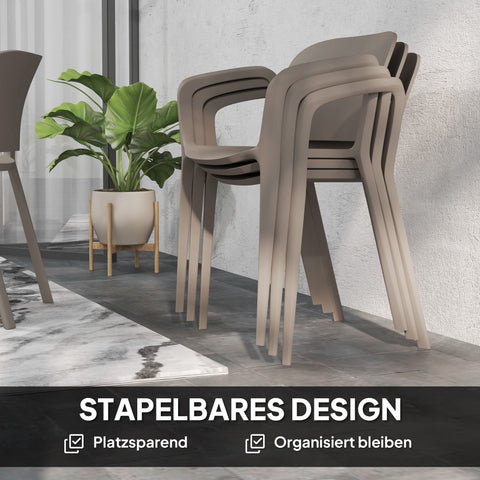 Rootz 4 Piece Set Garden Chairs - Outdoor Furniture - Stacking Armchairs - Weatherproof & UV Resistant - 60x56x75 cm