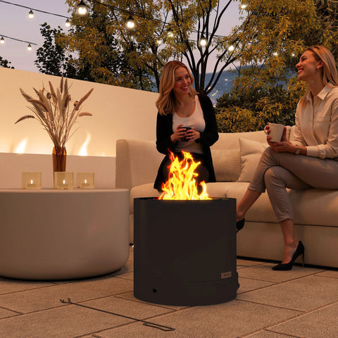 Rootz Fire Bowl - Outdoor Fireplace - Stainless Steel Fire Pit - Portable & Easy Clean - 45cm x 42cm - Black