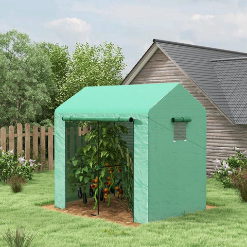Rootz Greenhouse - Walk-in Garden Grow House - Cold Frame - Weather Resistant - Roll Up Door - Green - 200 x 200 x 140cm