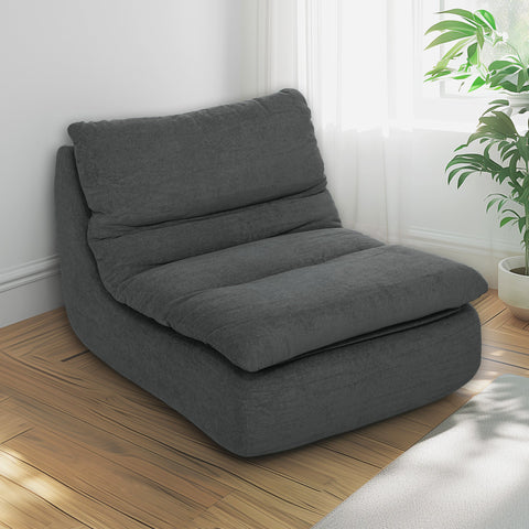 Rootz Grey Foam Floor Armchair - Lying Chair - Lounge Armchair - High-Density Comfort - 82cm x 103cm x 75cm
