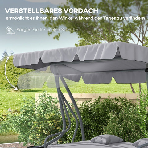 Rootz Hollywood Swing - Garden Swing - Porch Swing - 3-Person Swing - Convertible Lounger - Adjustable Canopy - 200cm x 120cm x 164cm