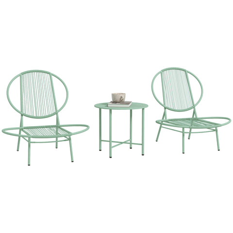 Rootz 3-Part Bistro Set - Garden Furniture Set - Poly Rattan Chairs - Weatherproof - Stainless Steel - 74cm x 68cm x 78cm