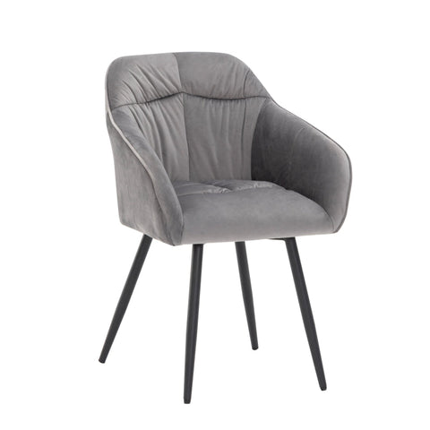 Rootz Gray Velvet Dining Chairs - Upholstered Seating - Elegant Cushions - Ergonomic Comfort - 45L x 55W x 85H cm - Easy Assembly