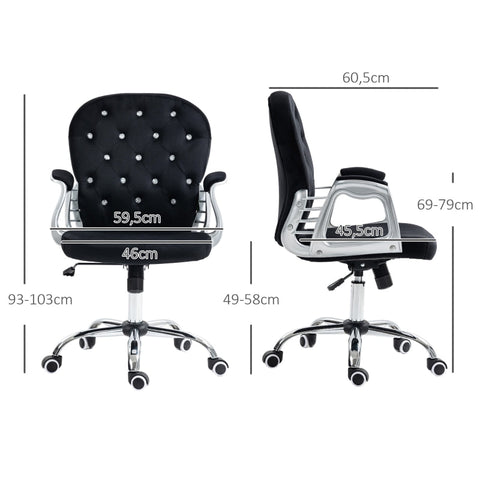 Rootz Modern Office Chair - Velvet Desk Chair - Adjustable Swivel Chair - High-Density Foam - 59.5cm x 60.5cm x 93-103cm