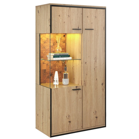 Rootz Modern Display Cabinet - Showcase - LED Cabinet - 15 Color LED Lighting - 150H x 78W x 40D cm