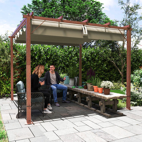 Rootz 3x3 m Garden Pergola - Terrace Canopy - Patio Cover - UPF30+ Sun Protection - Aluminum Frame - 299x296x232 cm